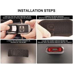 Motocicleta capacete levou luz de advertência, carga usb, bicicleta noite segurança luz do sinal, cauda lâmpada, impermeável equitação capacete flash lâmpada, f - Image 6