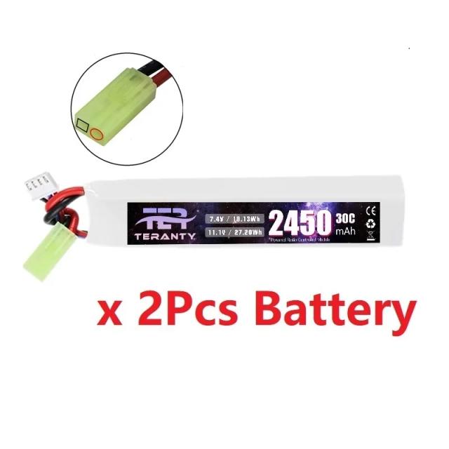 Pistola de Brinquedo Eletrônica Airsoft com Bateria Lipo 11.1V 2450mAh e Mini Plugue Tamiya