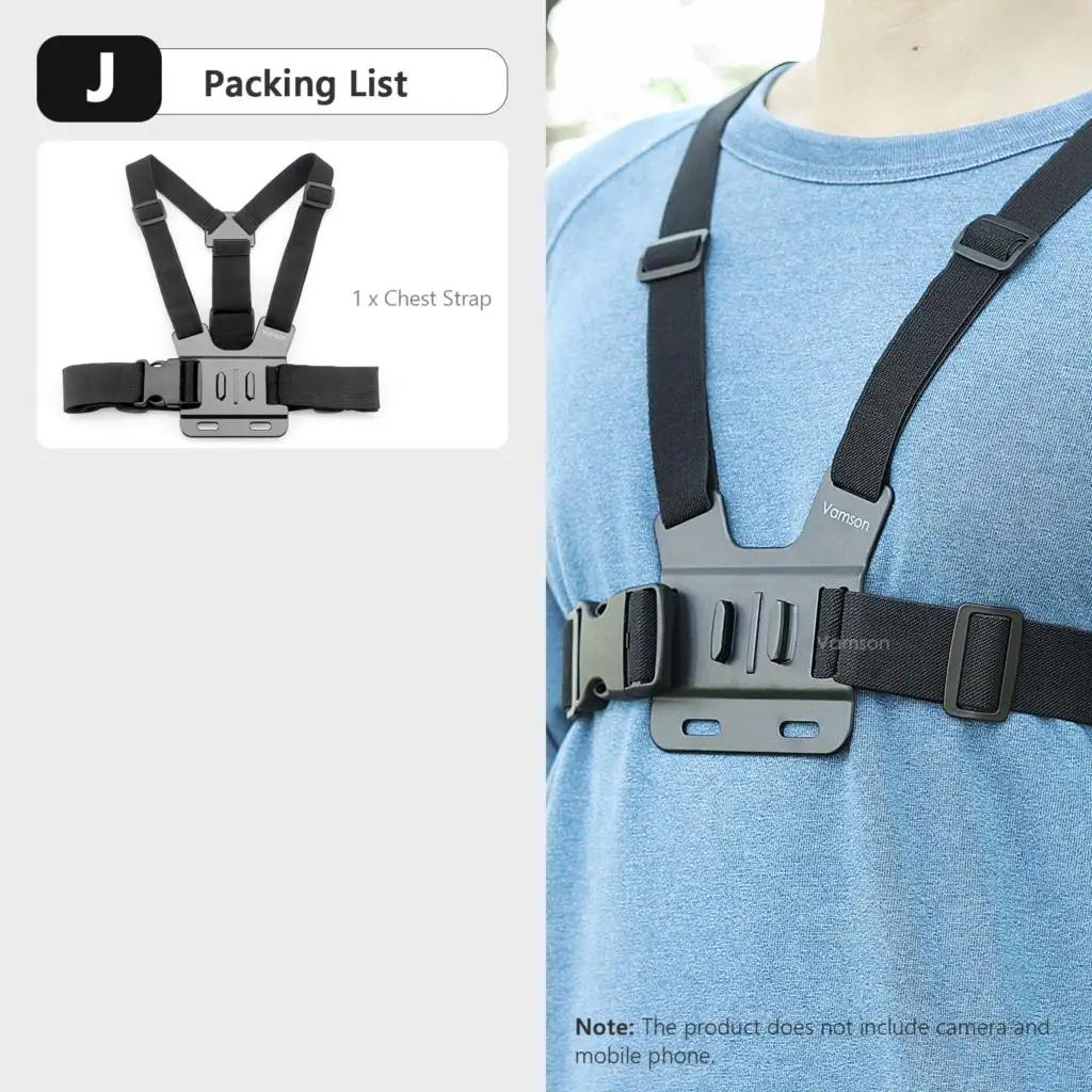 Vamson-Chest Strap Phone Holder, Arnês do Corpo, Mount Belt para GoPro, 11, 10, DJI, Insta360, Sjcam, EKEN, Deriva, Action Camera Acessórios - Image 1