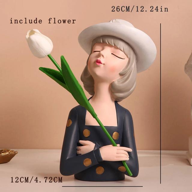 Estatueta de Resina Garota Moderna, Decoração Elegante para Sala de Estar e Quarto, Acento Charmoso para Escritório e Casa