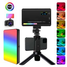 LED RGB Vídeo Fotografia Luz, Preencher Camera Lighting Panel, CRI95 +, 2500-9000K, Suporte do telefone, Vlog, Live Streaming, DSLR - Image 1