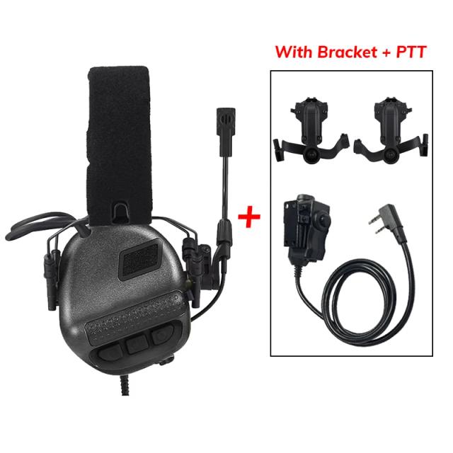 Fone de Ouvido com Cancelamento de Ruído DIY para Tiro Tático com Suporte PTT e Compatibilidade com Capacetes Team Wendy e OPS Core M-LOK