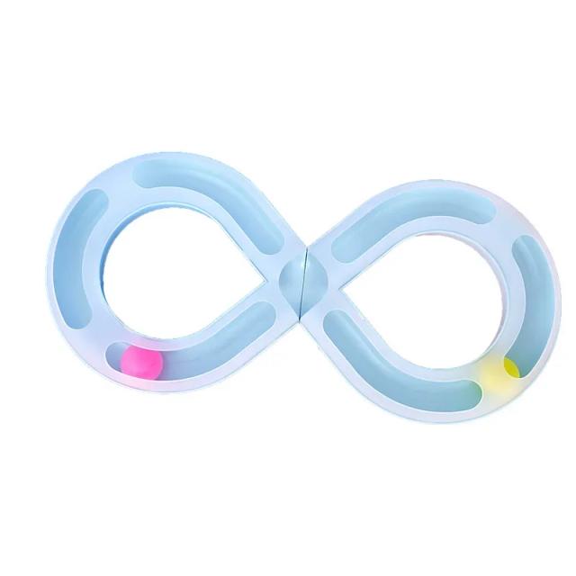 Túnel Interativo para Gatos com Bolas Giratórias em Formato de 8 - Brinquedo de Pet com Pista Rotativa