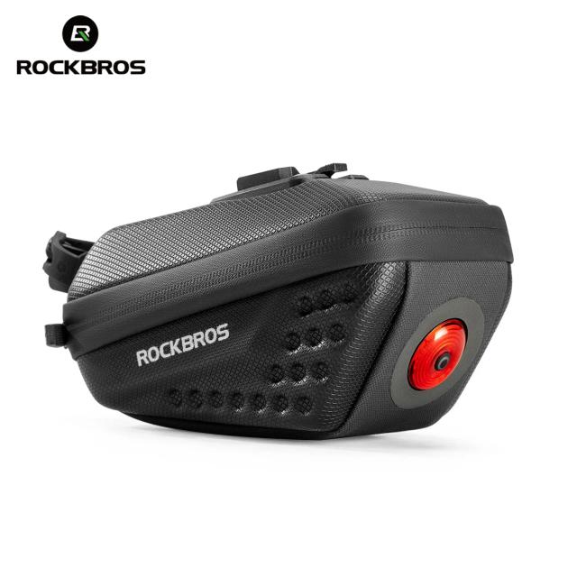 Rockbros Saco de Selim de Bicicleta à Prova d'Água com Luz Traseira