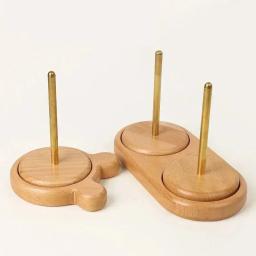 Suporte de fio de madeira, ferramentas de tricô rotativas, acessórios de crochê para iniciantes, carretel de linha de costura, enrolador de bola de lã, ferramenta de suporte - Image 5