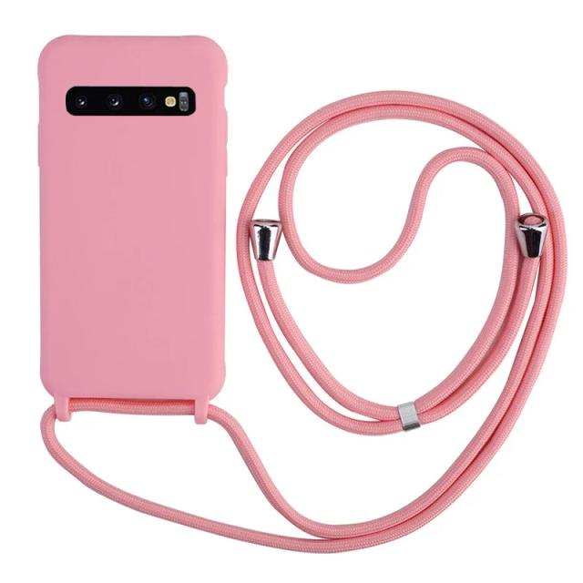 Colar Cinta Crossbody em Silicone TPU para Samsung Galaxy S10, S9, S10E e Note 10 Plus