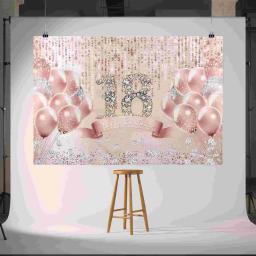 Feliz Aniversário Pano De Fundo Para Meninas, Banner De Contexto, Decorações De Festa, Balões De Poliéster, 18 Anos De Idade, 18 ° - Image 6
