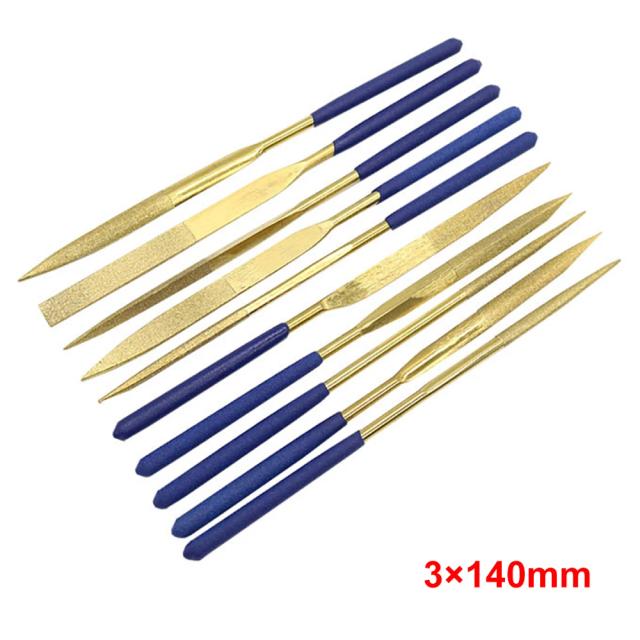 Kit Completo de Agulhas para Joias e Ferramentas de Polimento em Aço Inoxidável - 10 Peças de 3x140mm para Artesanato em Madeira, Pedra e Vidro