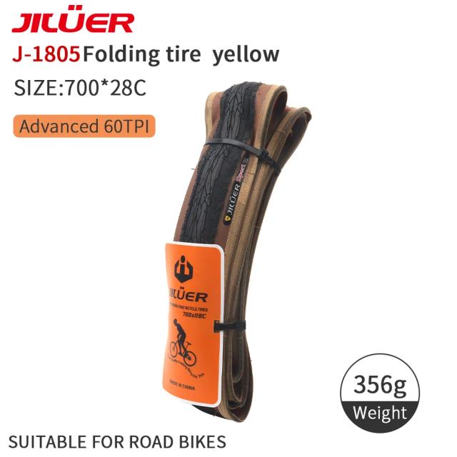 JILUER Pneu de Bicicleta de Estrada 700X28C/700X25C 60TPI Preto/Cor da Pele para Bicicleta de Cascalho Dobrável