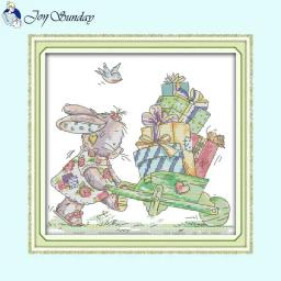 Kit Bordado Ponto Cruz para Crianças, Série Patch Rabbit, Impresso em Canvas, Padrões de Animais DIY Cartoon, Artesanato De Costura, 14ct, 16ct, 11ct - Image 3