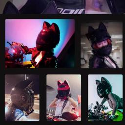 Capacete removível da motocicleta da cara completa para mulheres, DOT aprovado, equitação exterior, orelha do gato - Image 3
