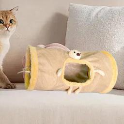 Cama interior dobrável com túnel Tubo de pelúcia Caverna macia do gato Brinquedos multifuncionais para gatos Jogo de estimação elegante - Image 3