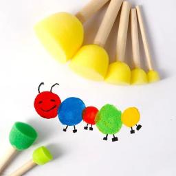Para crianças Arte e Artesanato Aprender Brinquedos Educativos Kids Drawing Toys Kits DIY Esponja Pintura Escova Selo Stencil Selos - Image 1