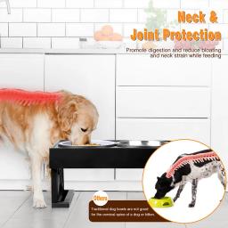 Kompets-Double Bowls Stand para cães, 3 altura ajustável, Pet Slow Feeding Dish, médio, cachorro grande, comida elevada, mesa de alimentadores de água - Image 4