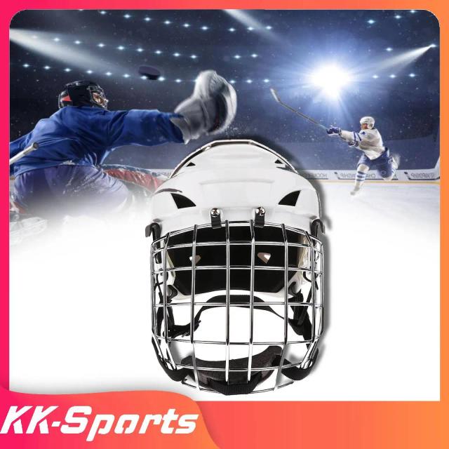 Capacete e Máscara de Hóquei no Gelo Unissex Ajustáveis para Proteção Profissional - Disponível em Branco e Tamanhos M e L