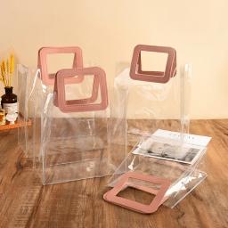 Saco de presente de pvc transparente com alças reutilizáveis grande capacidade simples embalagem de presente sacolas suprimentos de festa de aniversário de casamento - Image 3