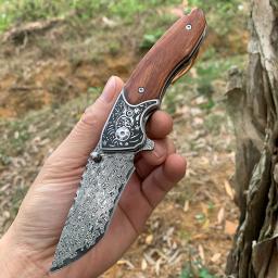 Faca Dobrável De Madeira De Ferro De Areia, CNC Damasco, 60HRC, Alta Dureza, Sobrevivência Ao Ar Livre EDC Facas, Battle Hunt, Ferramentas Dobráveis De Bolso - Image 3