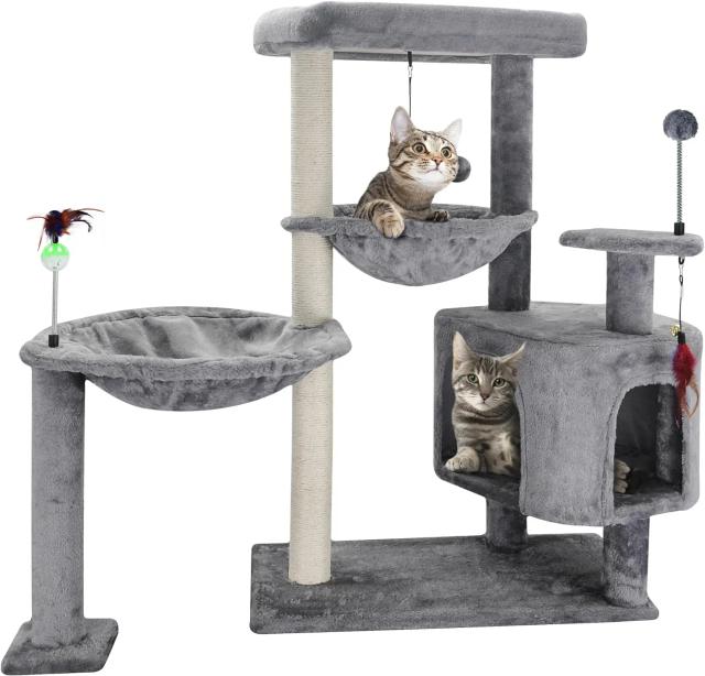 Árvore para Gatos com Área de Coceira e Condomínio, Centro de Atividades para Gatos Internos, 33,46"
