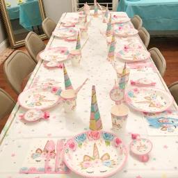 Unicorn Party Supplies Set, papel descartável Placas copos e guardanapos, perfeito para festas de aniversário, Baby Shower Decorações - Image 1