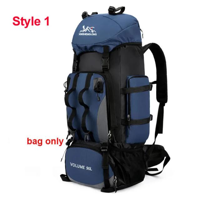 Mochila Impermeável 90L para Caminhadas e Camping - Equipamento de Viagem Outdoor