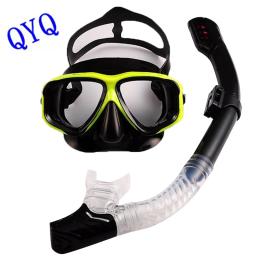 Conjunto de Máscara de Mergulho Miopia, Snorkel, Vidro Temperado, Seco Top Natação Googles, Lentes Míopes, Visão Curta - Image 1