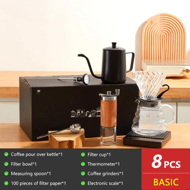Acessórios Completos para Café: Moedor Manual, Pote de Vidro e Chaleira Gooseneck para Baristas