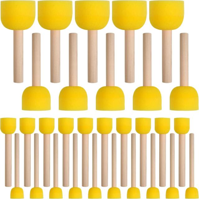 Conjunto de 30 Pincéis Redondos de Esponja para Pintura Acrílica e Artesanato