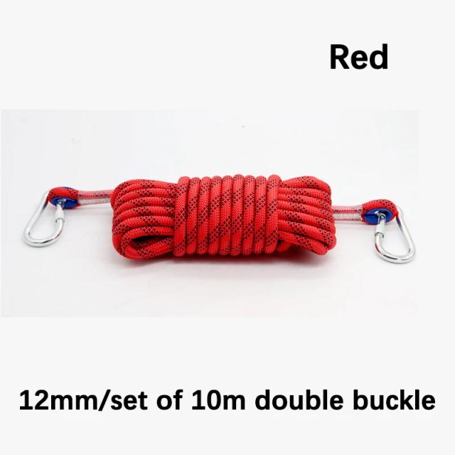 Corda de Escalada para Aventura ao Ar Livre com 2 Ganchos de Aço - Corda de Rapel Estática de 10mm para Escalada em Rocha