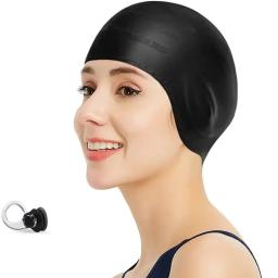 Touca de natação de silicone capa orelhas para homens mulheres proteção de ouvido à prova dwaterproof água 3d durável à prova de umidade borracha de natação - Image 1