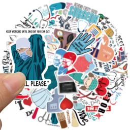 Desenhos animados Médico e Enfermeira Adesivos para Crianças, Decalques De Graffiti Impermeáveis, Bagagem, Laptop, Guitarra, Telefone, Garrafa De Água, Presente, 50Pcs - Image 3