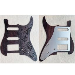 Handmade Carved Pattern Rosewood Guitarra Elétrica Pickguard, Scratch Plate & Parafusos, 11 Furos, SSH, SSS, Peças S T - Image 4