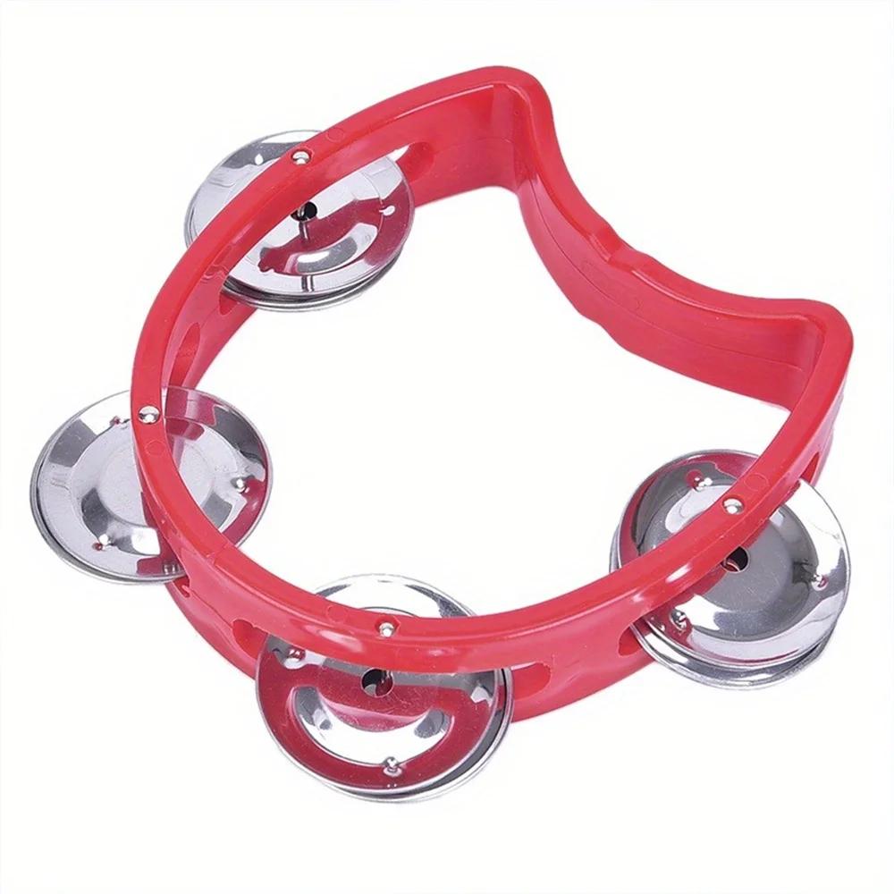 Pandeiro de percussão plástica para adultos, pandeiro mão, instrumento musical, 4 sinos, ABS, instrumento ritmo, 1pc - Image 1