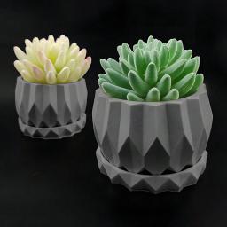 Moldes de Plantador de Silicone em Diamante Vasos e Pires de Concreto DIY Artesanato Artesanal para Decoração de Jardim Doméstico 1 Conjunto - Image 1