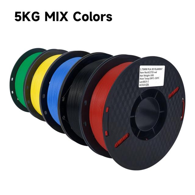 Filamento PLA de Cores Mistas para Impressora 3D - 5kg, Diâmetro de 1,75mm
