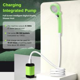 Bomba de chuveiro de acampamento ajustável, Kit Chuveiro Exterior RV, Chuveiro Acampamento com Tela Cheia, Display Digital Inteligente, 6000mAh - Image 5