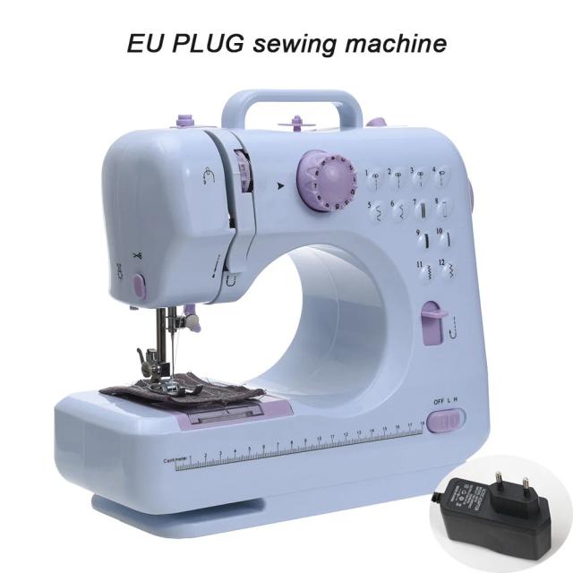 Máquina de Costura Portátil Mini Elétrica para Artesanato e Reparação - Overlock 12 Pontos com Pedal para Iniciantes com Calcador