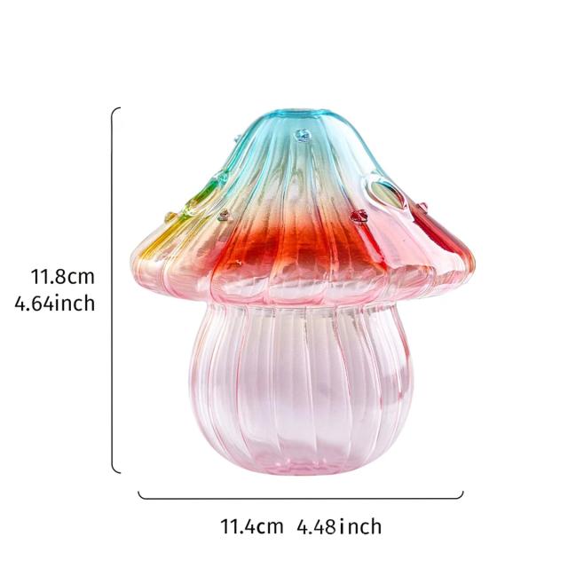 Vaso de Cogumelo de Vidro Colorido para Decoração de Casa e Plantas Hidropônicas