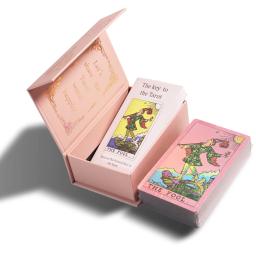 Clássico rosa 78 sombra baralho tarô cartões com guia para iniciantes-aprender holográfico tarot presentes witchy para adivinhação - Image 2