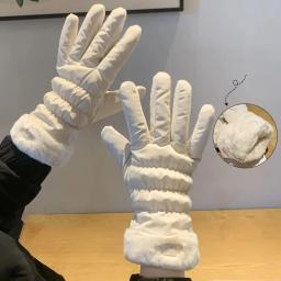 Luvas de esqui femininas inverno velo engrossado quente de pelúcia algodão impermeável luvas de tela sensível ao toque para equitação ao ar livre montanhismo - Image 4