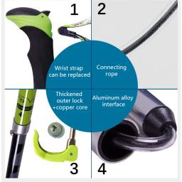 Bastão de caminhada dobrável de fibra de carbono PIONEER, 2 peças, 5 seções ajustáveis, Alpenstocks, caminhadas ao ar livre, escalada de montanha - Image 5