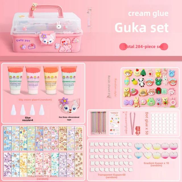 Kit Completo de Ferramentas de Artesanato Adesivo para Crianças com Papel Kraft e Materiais para Scrapbooking