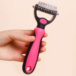 Dupla face Pet Grooming escova, derramamento e dematting Undercoat Rake pente para cães e gatos, 1PC - Image 5