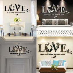 Amor letra impressa folha arte vinil decalques da parede, adesivo removível, decoração de casa, decoração do quarto, 3D, transporte rápido - Image 5