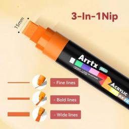 Arrtx 10/30 cores marcadores de tinta acrílica 15mm marcadores de ponta de feltro jumbo à prova d' água suprimentos de arte não tóxicos para pintura em rocha diy - Image 3