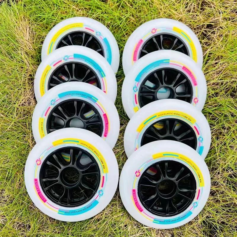 Roda de patins de velocidade inline para pista indoor, bom rebote, boa aderência capacidade pneus PU, alta elástica, 85A, 90mm, 100mm, 110mm - Image 1