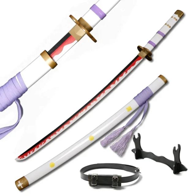 Conjunto de Espadas de Cosplay Handmade Roronoa Zoro: Katanas Shusui, Enma e Kitetsu com Suporte e Cinto 104cm