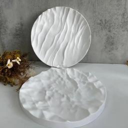Molde irregular do gesso das ondas do oceano, grande bandeja redonda, molde do silicone, jóia floral, fase da foto - Image 1