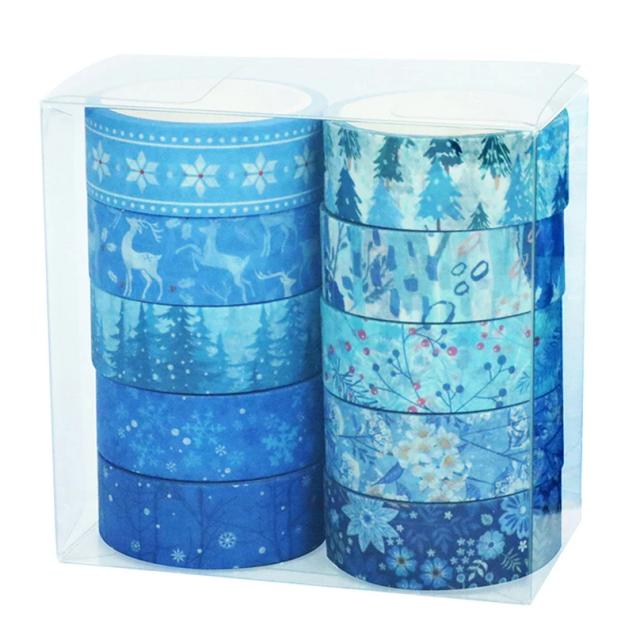 Conjunto de 10 Rolos de Washi Tape Natalina - Fitas Adesivas Decorativas para Scrapbooking e Artesanato de Inverno