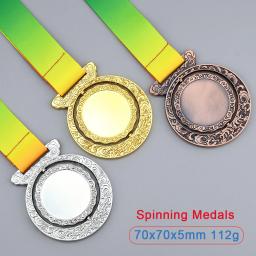 Medalhas de giro medalha em branco prêmio com pescoço fita presente escola esportes lembrança medalha futebol ski prêmios troféu impressão gratuita - Image 1