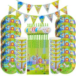 Conjunto de balões para festa infantil com tema safári, decorações de aniversário descartáveis com animais da selva, para crianças de 1, 2, 3, 4, 5, 6, 7, 8, 9 anos - Image 5